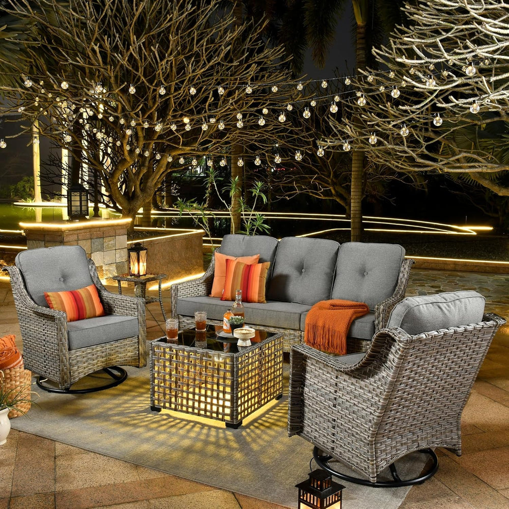 Goods Spring 404 — Dark Gray 5-Piece Swivel Patio Set