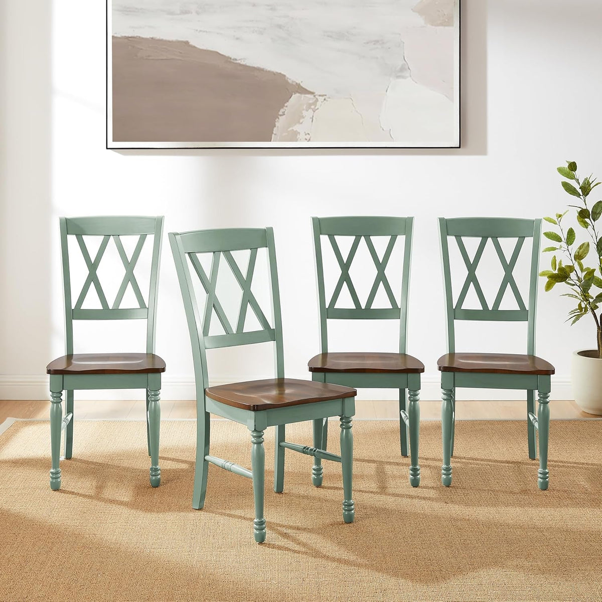 Goods Spring 908 — Distressed Teal X-Back Dining Chairs, Set of 4