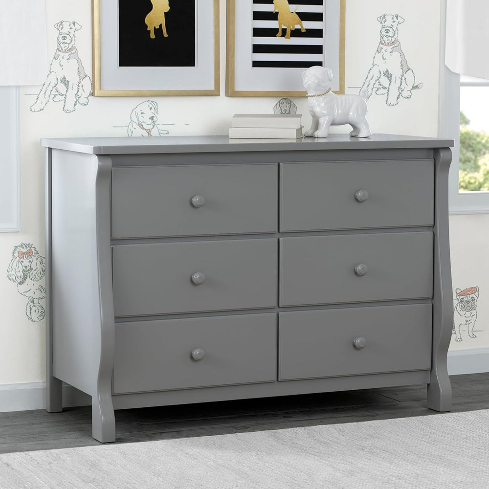 Goods Spring 321 — Gray Sleigh-Profile Six-Drawer Dresser