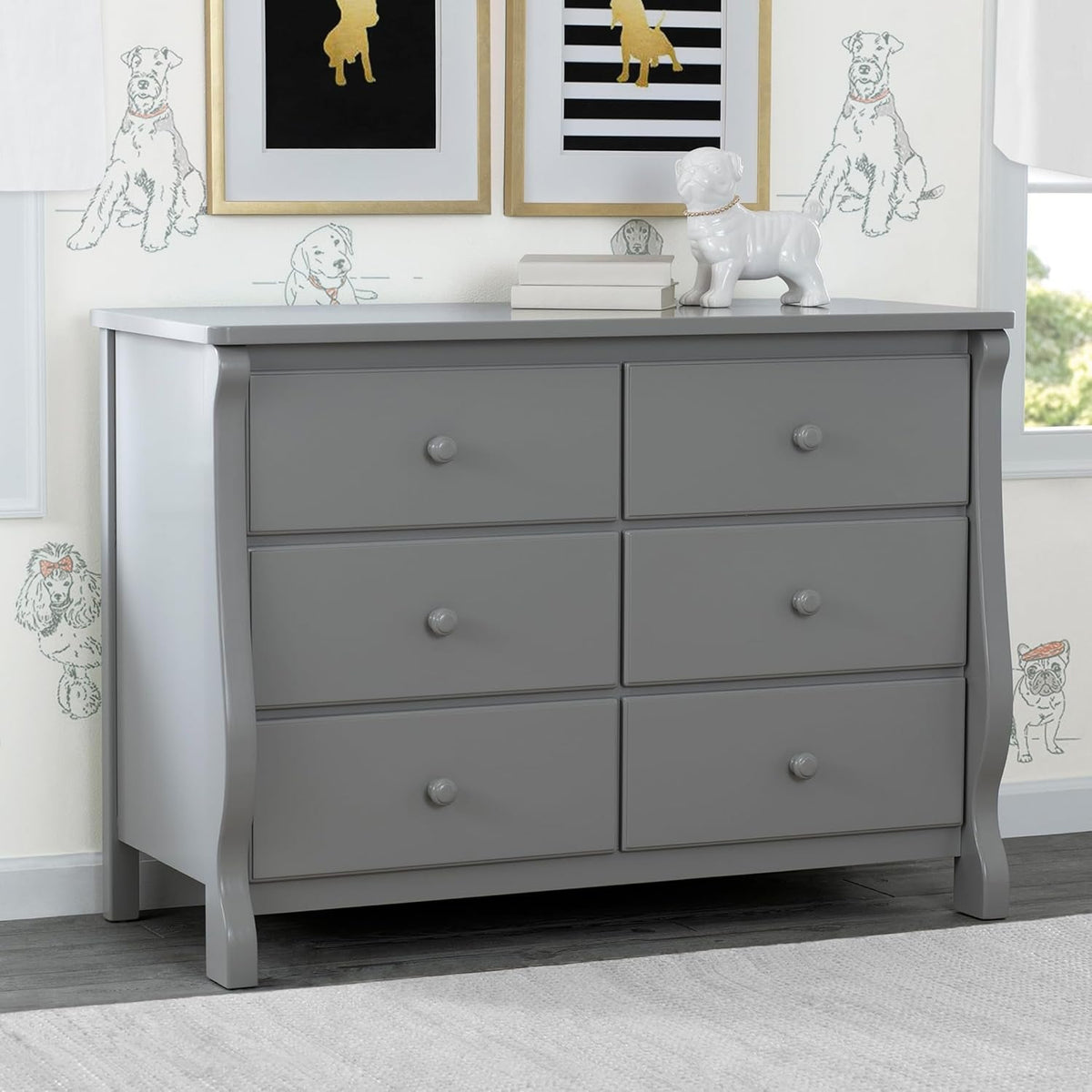 Goods Spring 321 — Gray Sleigh-Profile Six-Drawer Dresser