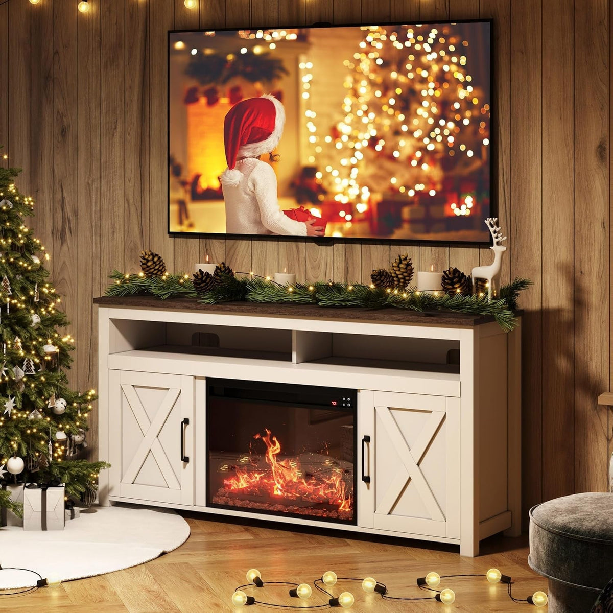 Goods Spring 310 — 58-Inch White Fireplace Media Console