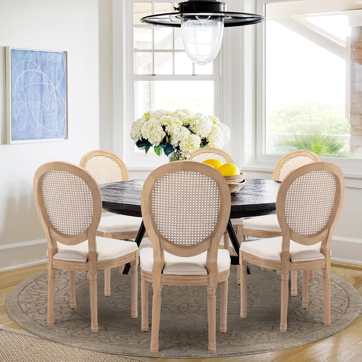Goods Spring 906 — Oval-Back Rattan Dining Chairs, Set of 6