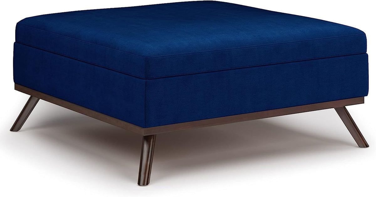 Goods Spring 701 — 36-Inch Blue Velvet Storage Ottoman