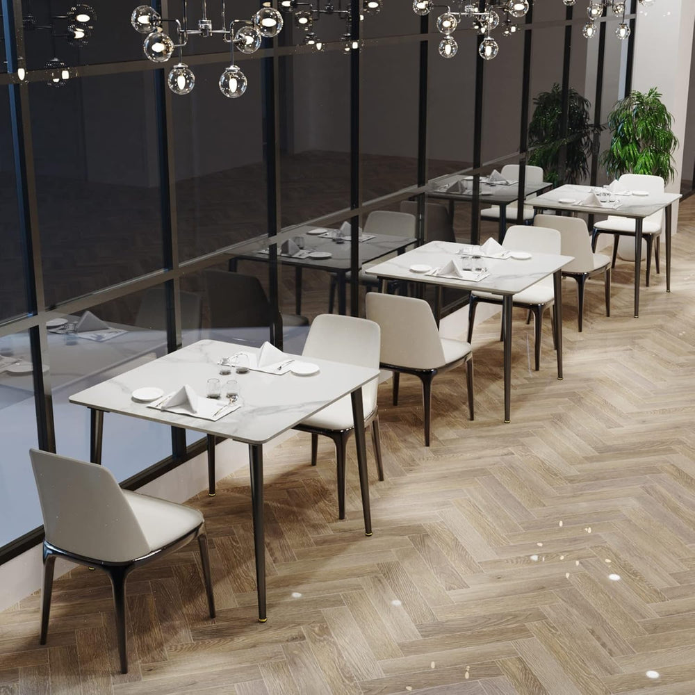 Goods Spring 801 — 32-Inch White & Black Sintered-Stone Dining Table