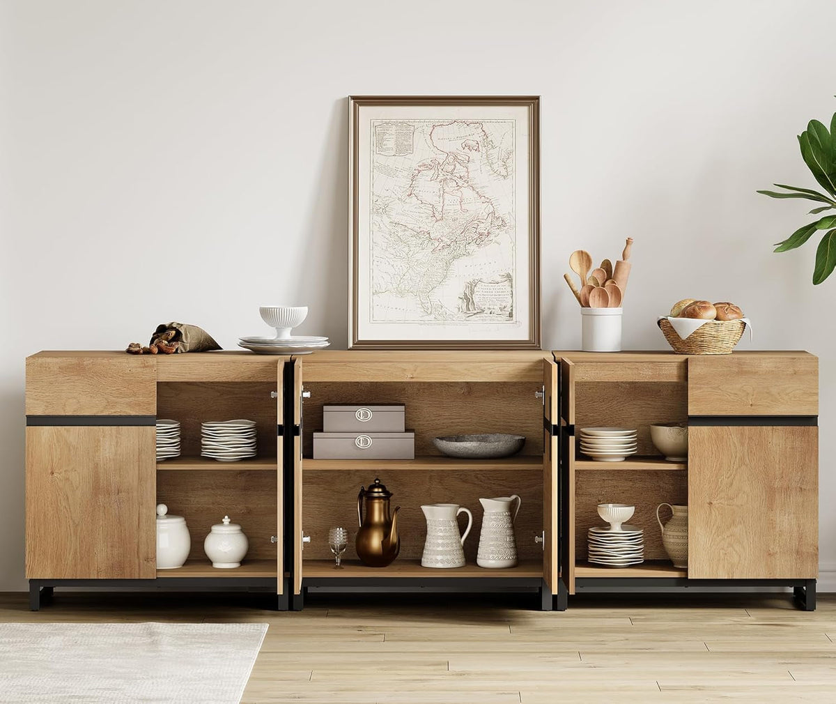 Goods Spring 305 — Oak Three-Cabinet Sideboard Set