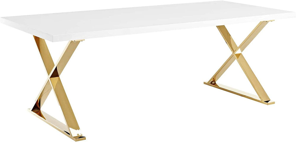 Goods Spring 823 — White & Gold 87-Inch Dining Table