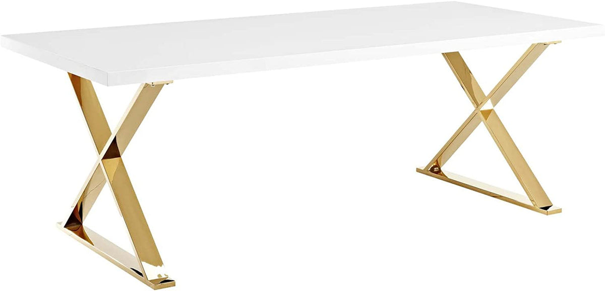 Goods Spring 823 — White & Gold 87-Inch Dining Table