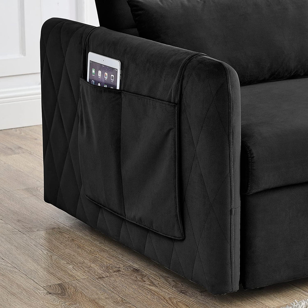 Goods Spring 502 — Black 55-Inch Pull-Out Velvet Sleeper
