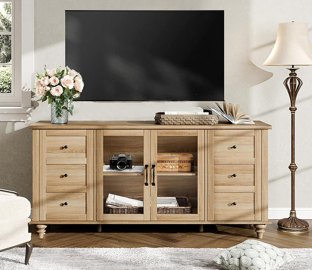 Goods Spring 330 — Oak-Finish Glass-Door Media Console