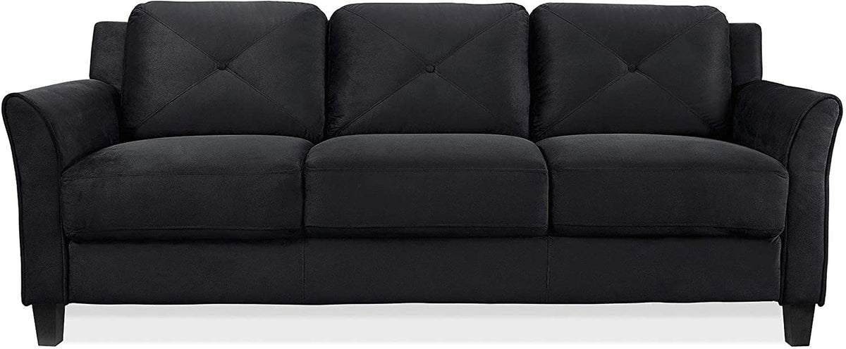 Goods Spring 511 — Black Tufted Roll-Arm Sofa