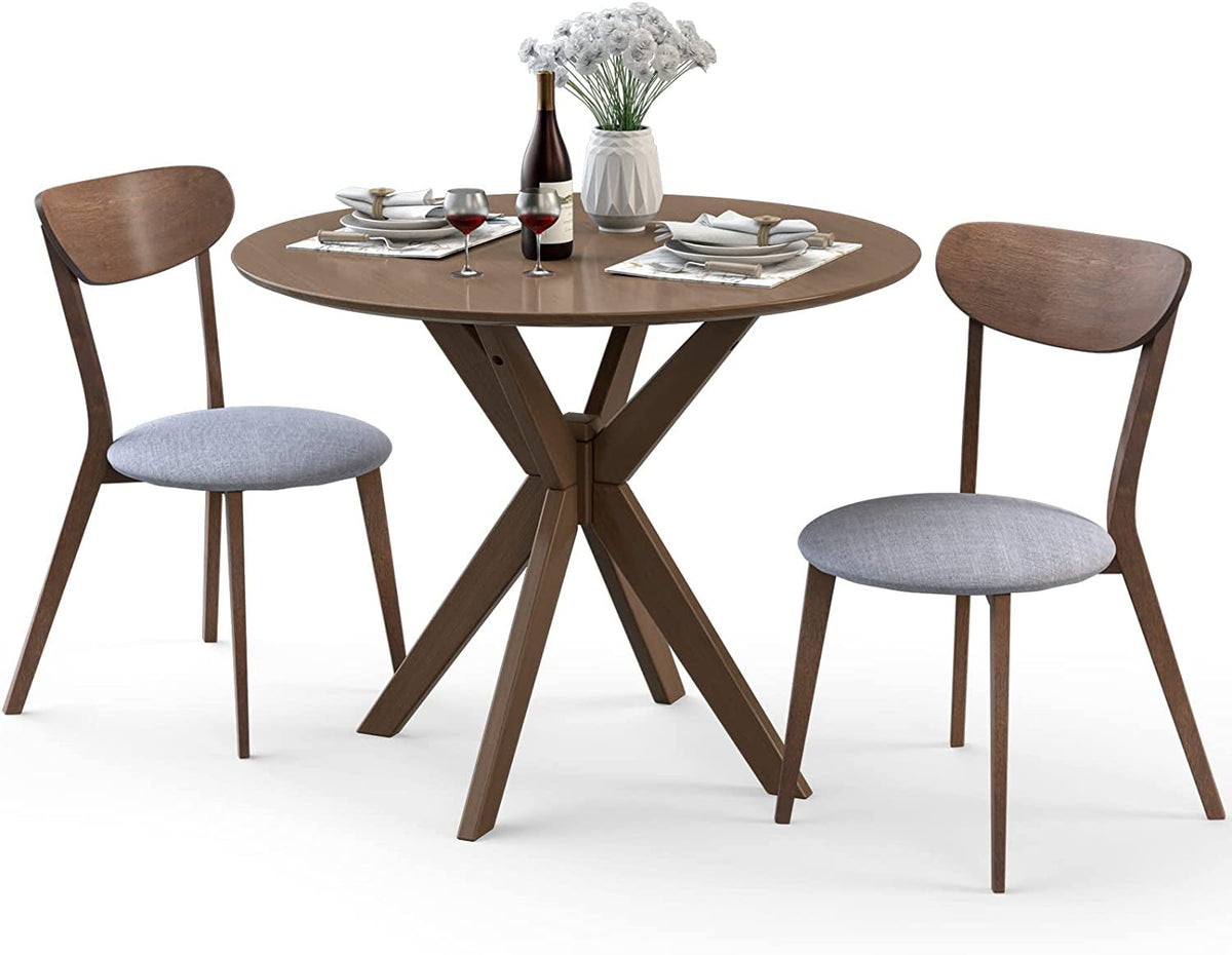 Goods Spring 802 — 36-Inch Round Dining Set with 2 Cushioned Chairs
