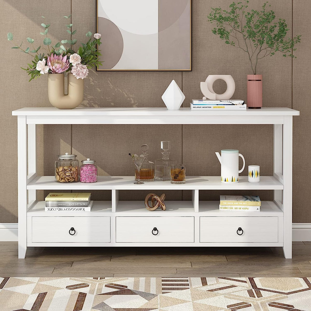 Goods Spring 311 — 58-Inch White Entryway Console with Drawers