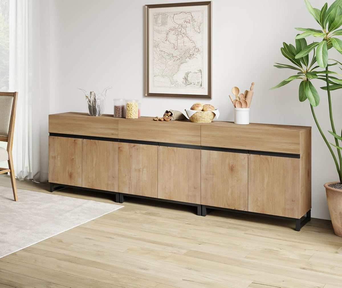 Goods Spring 305 — Oak Three-Cabinet Sideboard Set