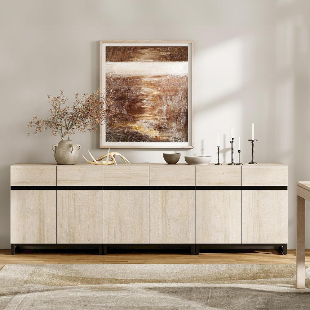 Goods Spring 304 — Light Oak Three-Cabinet Sideboard Set