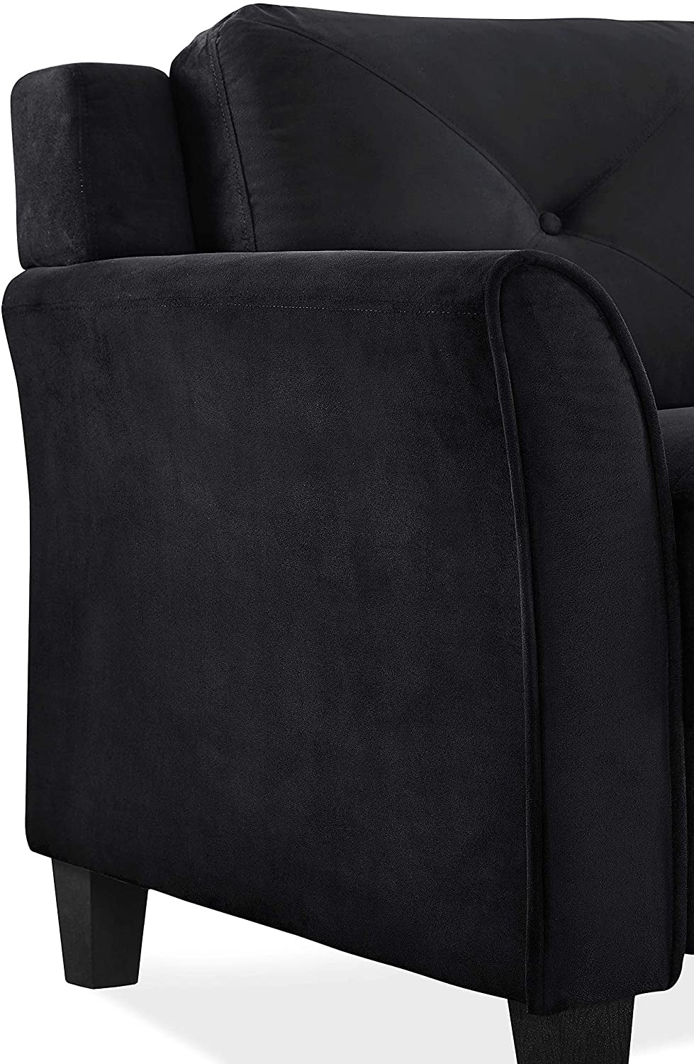 Goods Spring 511 — Black Tufted Roll-Arm Sofa