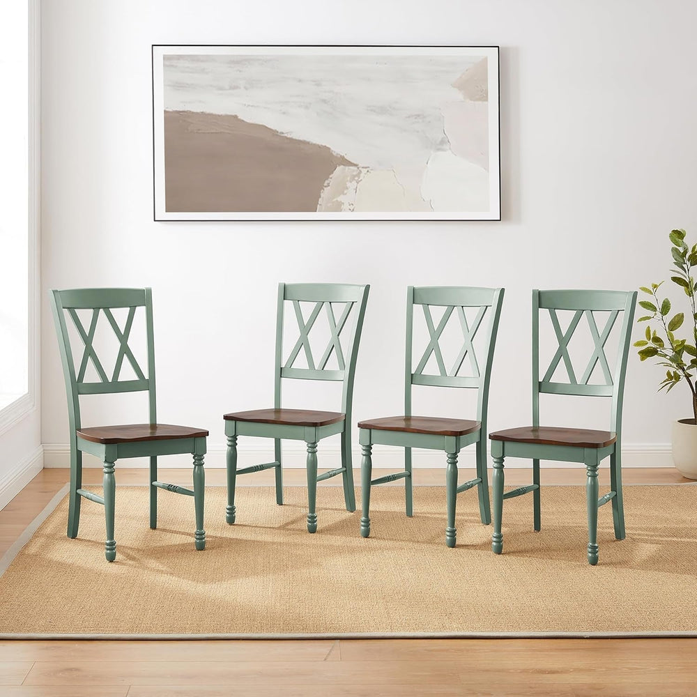 Goods Spring 908 — Distressed Teal X-Back Dining Chairs, Set of 4