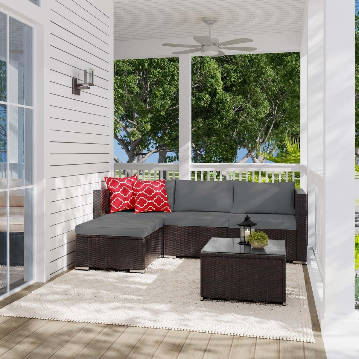 Goods Spring 406 — Gray 5-Piece PE-Rattan Patio Set