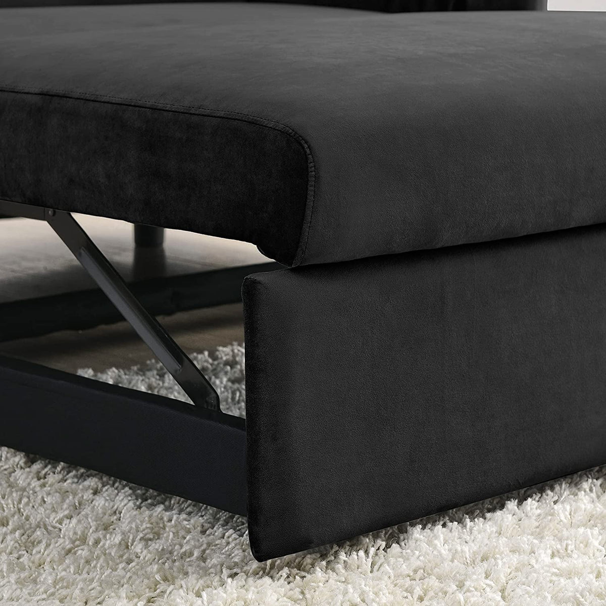 Goods Spring 502 — Black 55-Inch Pull-Out Velvet Sleeper
