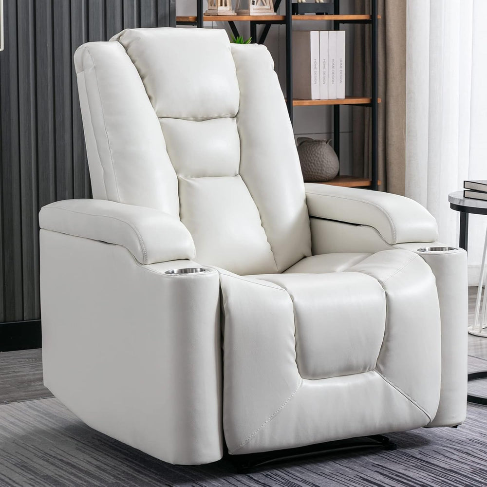 Goods Spring 604 — Cream White Power Recliner with Storage