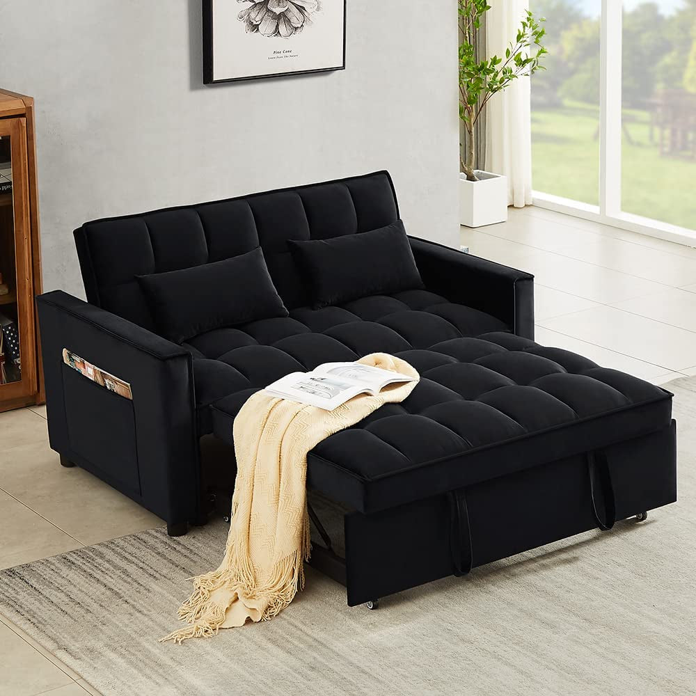 Goods Spring 503 Black 55-Inch Velvet Loveseat Sleeper