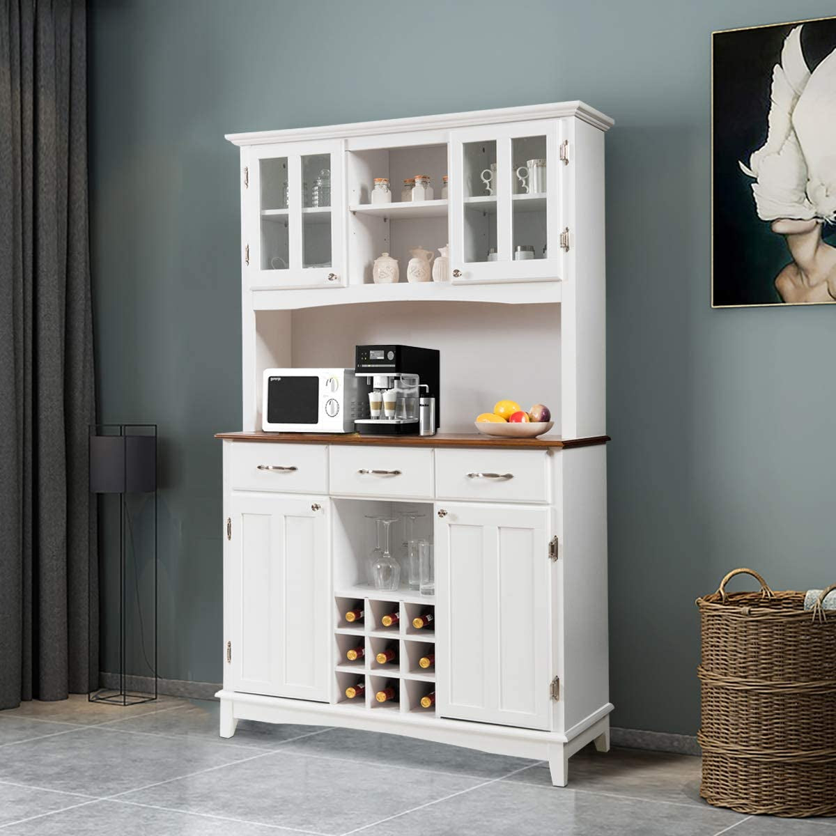 Goods Spring 306 — White Storage Hutch with Wine Rack