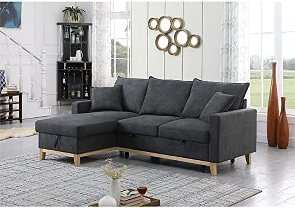 Goods Spring 518 — Gray Reversible Sleeper Sectional with Storage Chaise