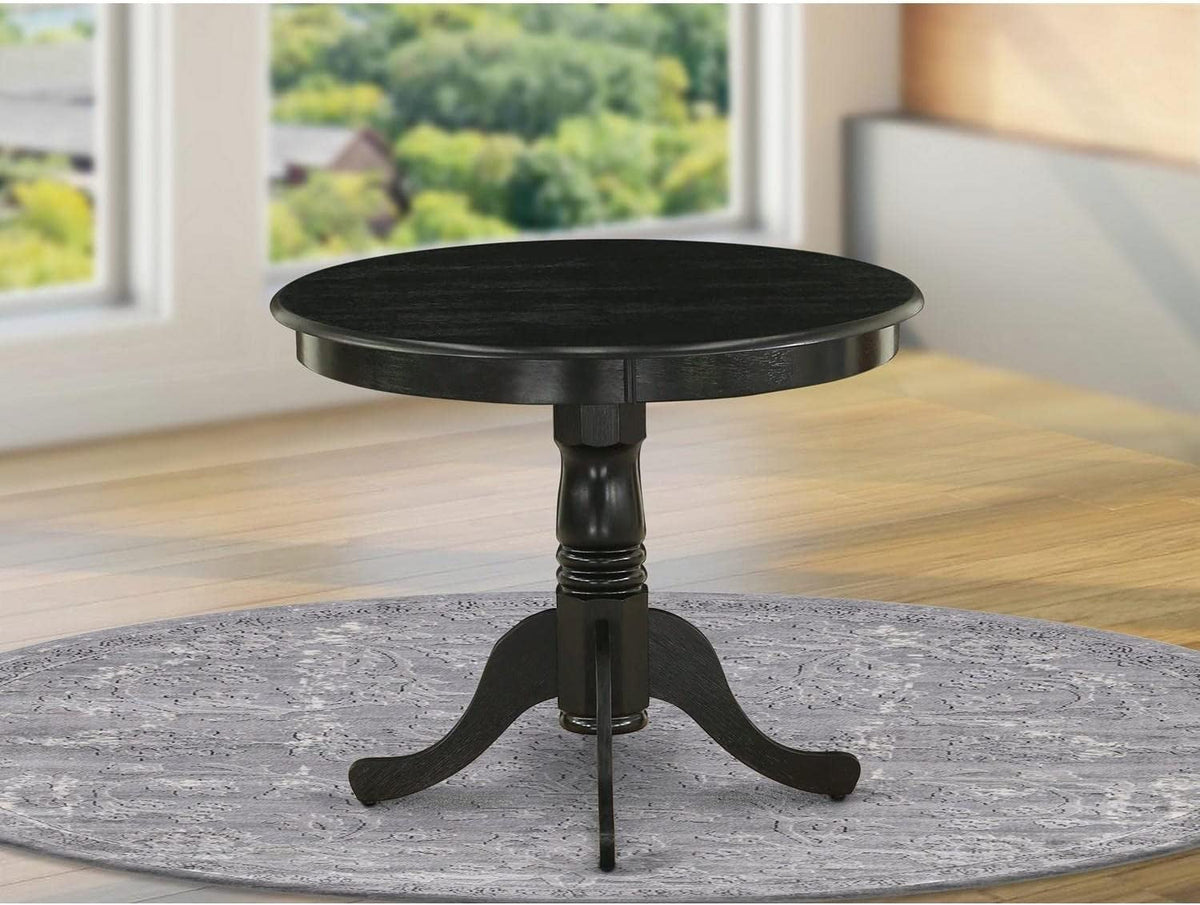 Goods Spring 805 — 36-Inch Round Pedestal Dining Table, Wirebrushed Black