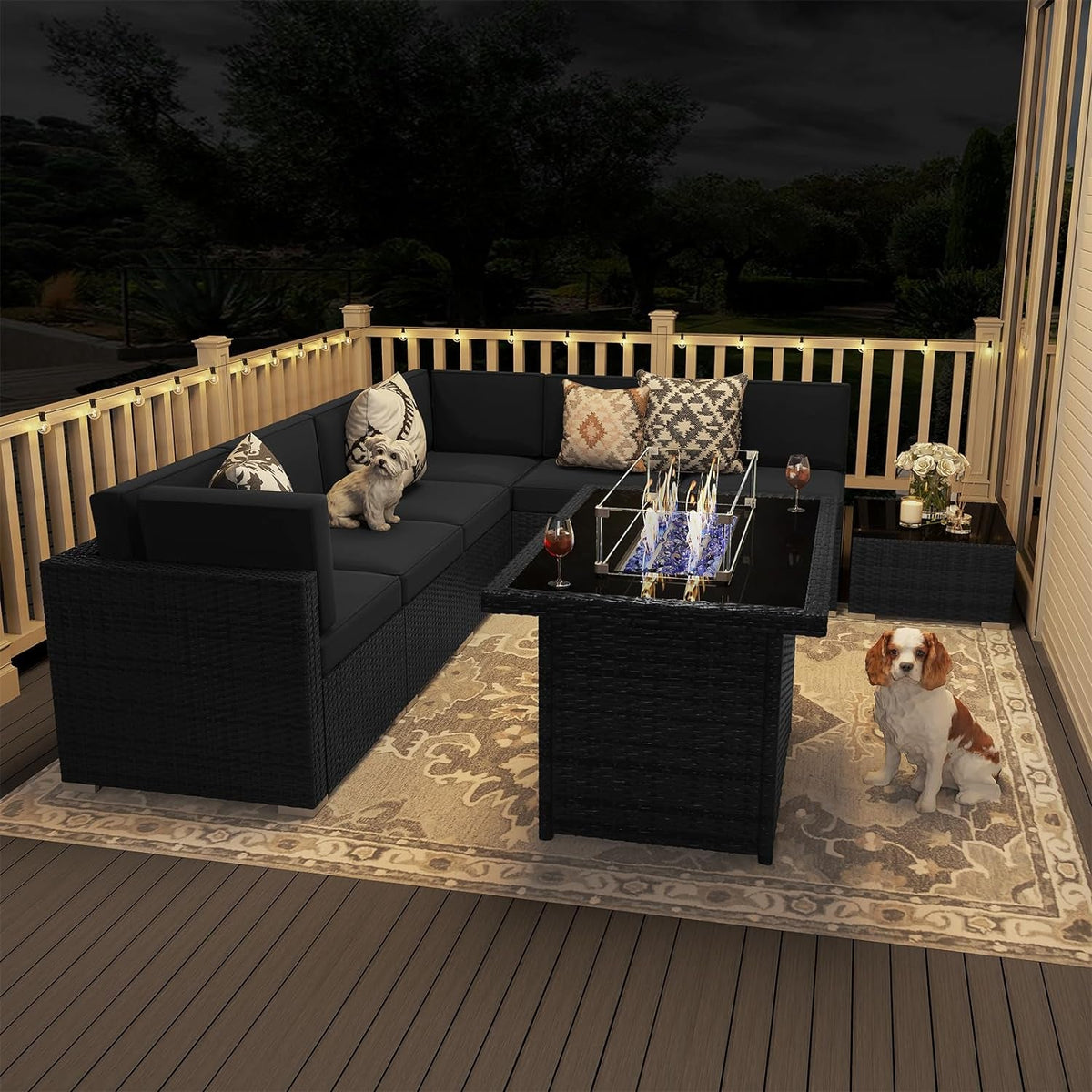 Goods Spring 410 — Black 8-Piece Patio Fire-Pit Set