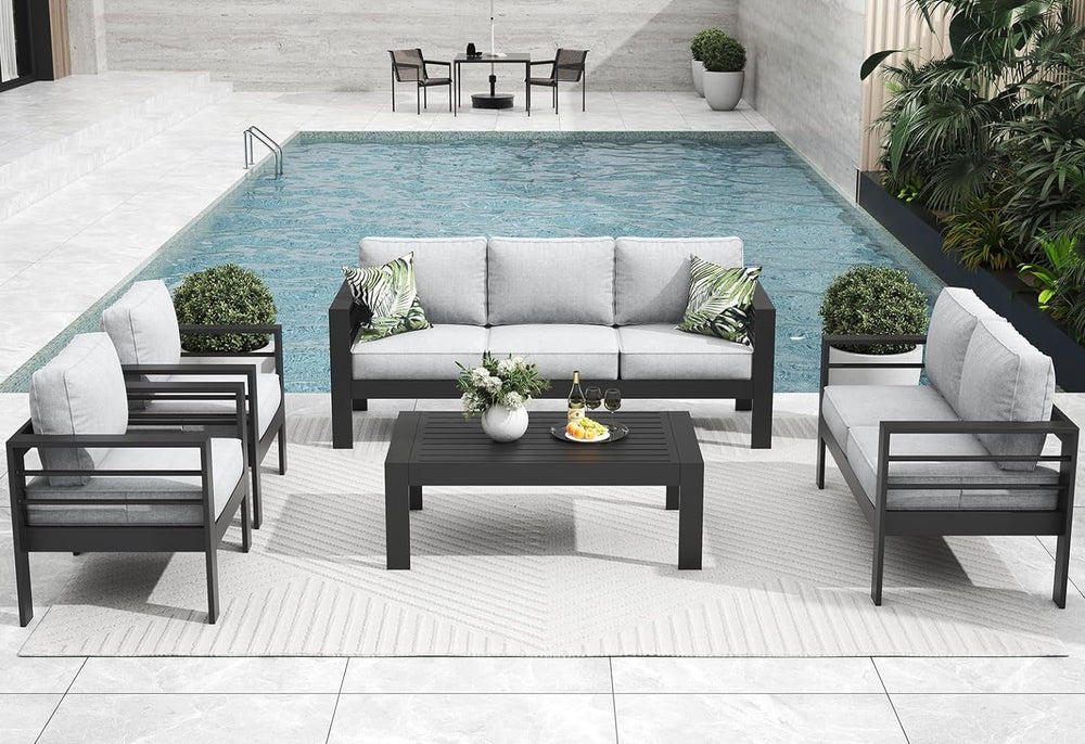 Goods Spring 403 — Black 5-Piece Aluminum Patio Sofa Set