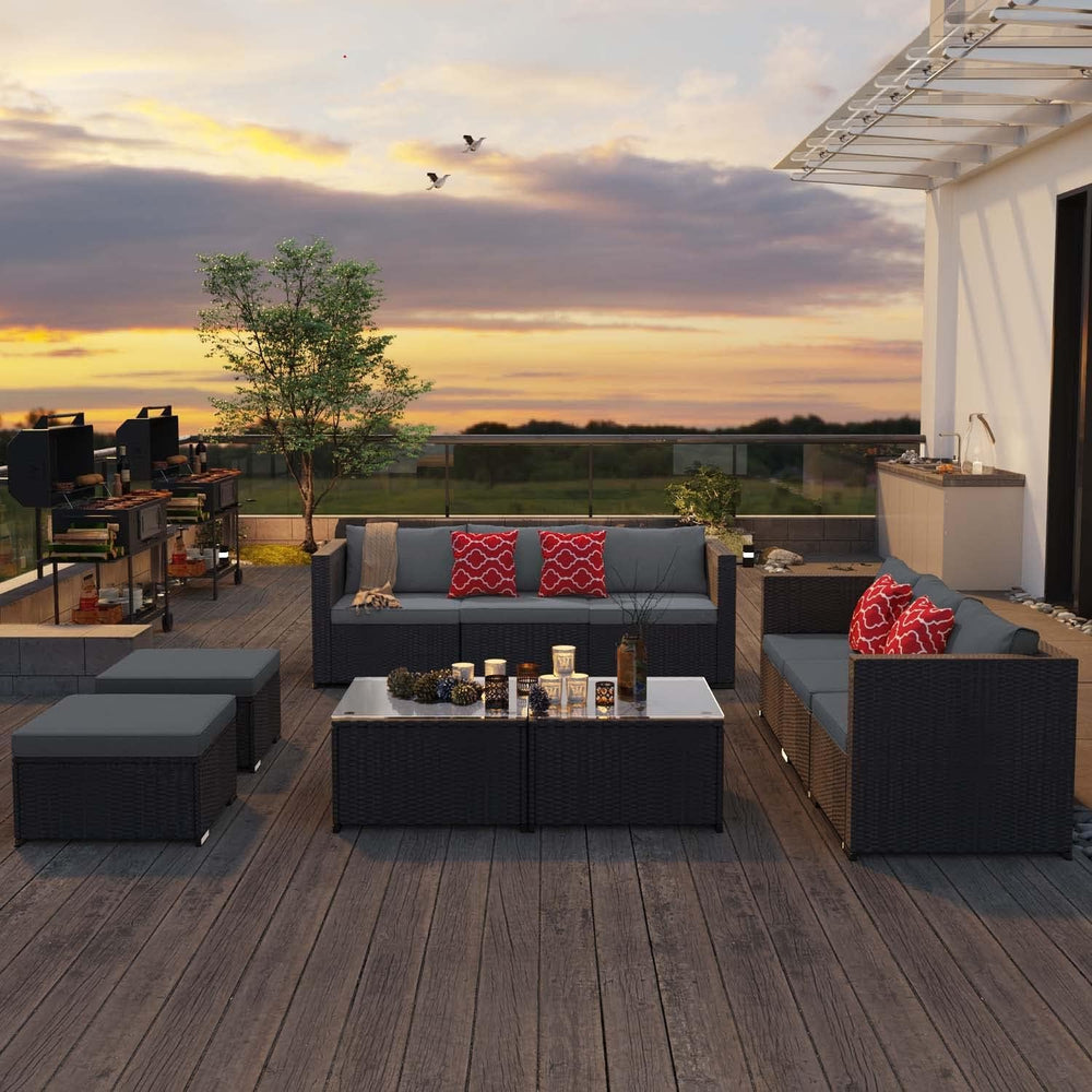 Goods Spring 406 — Gray 5-Piece PE-Rattan Patio Set