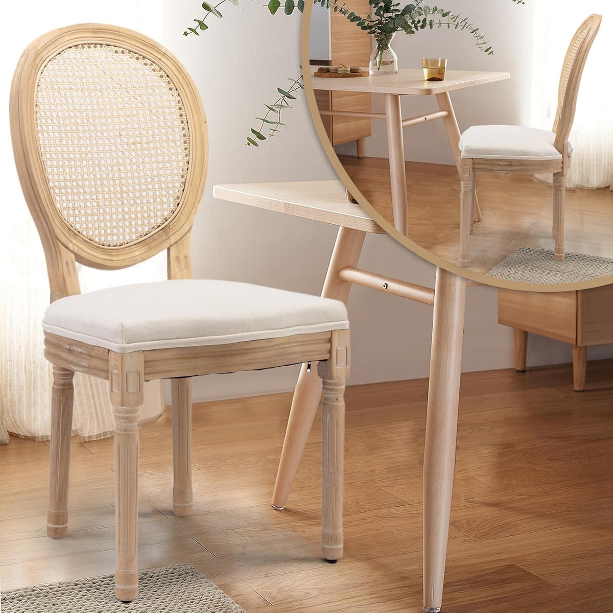 Goods Spring 906 — Oval-Back Rattan Dining Chairs, Set of 6