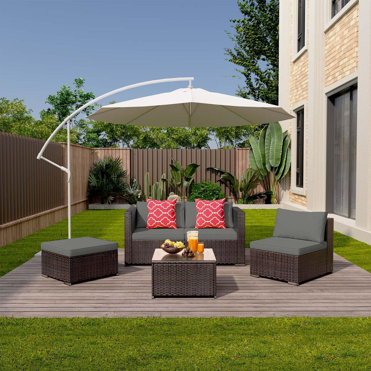 Goods Spring 406 — Gray 5-Piece PE-Rattan Patio Set