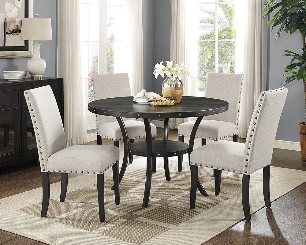 Goods Spring 820 — 5-Piece Round Dining Set with Nailhead Trim