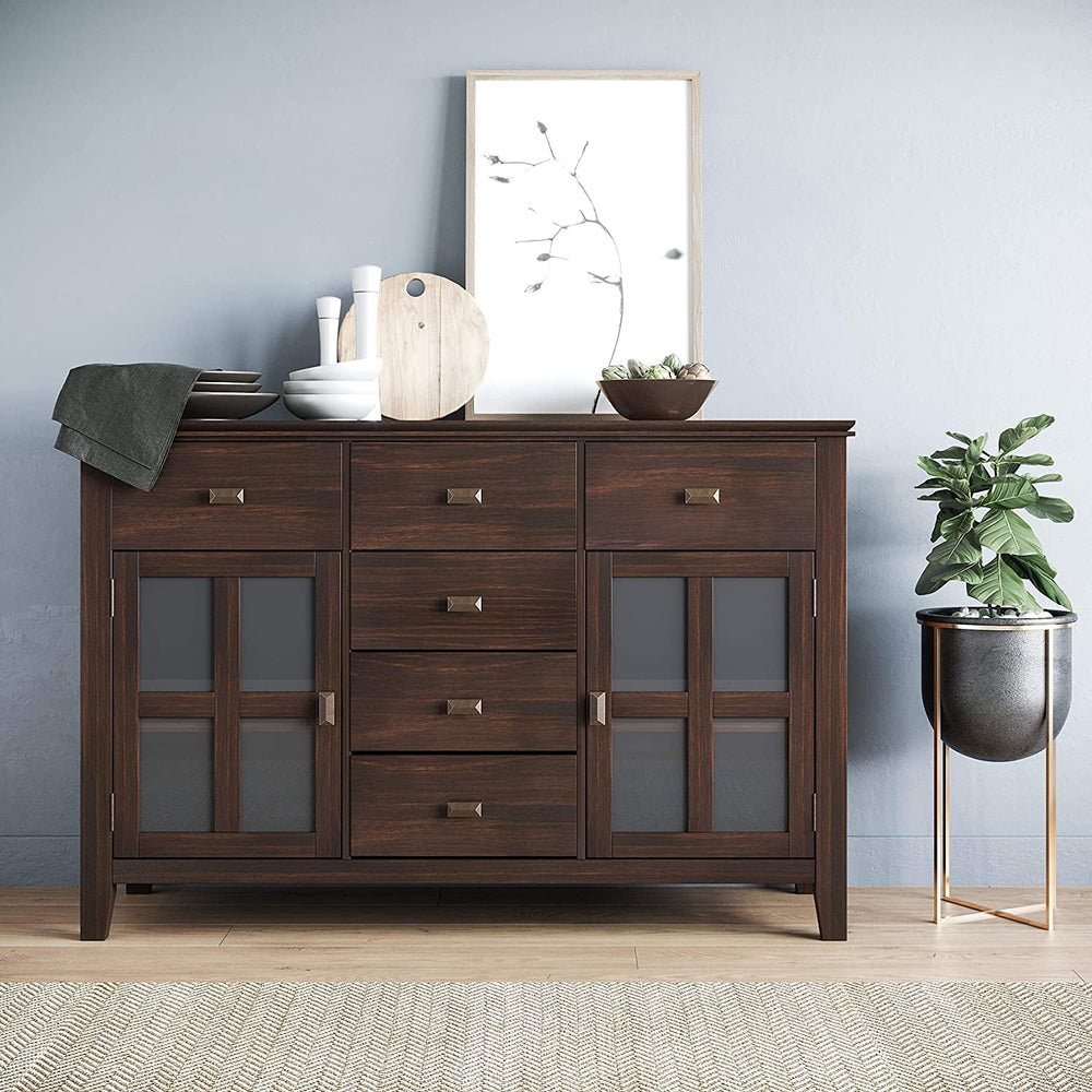 Goods Spring 331 — Chestnut Glass-Door Six-Drawer Sideboard