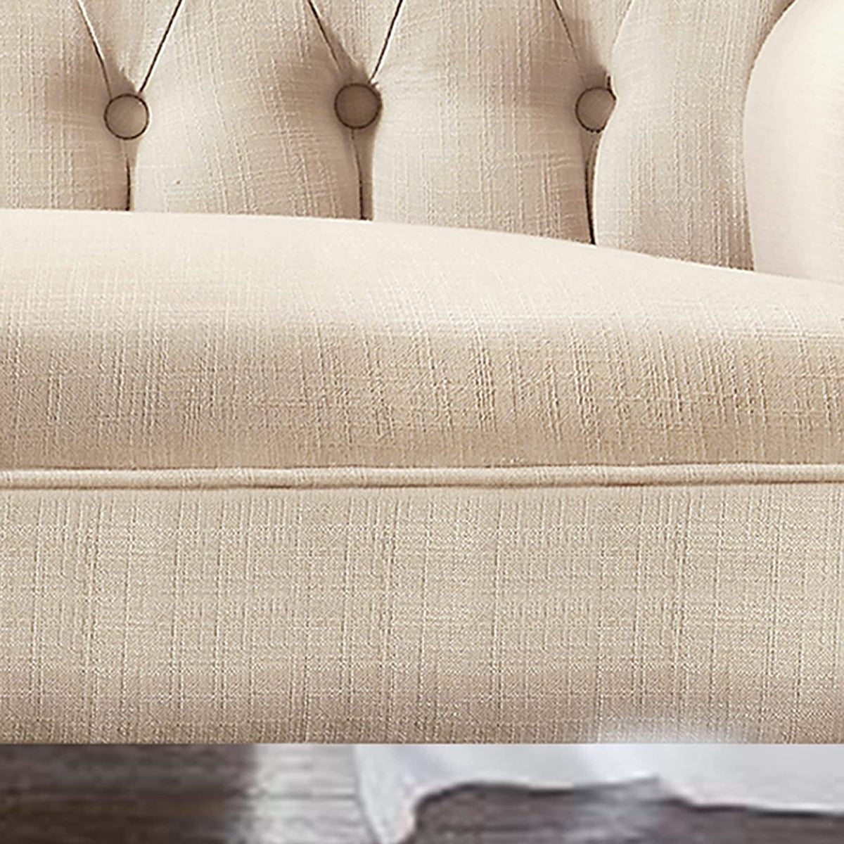 Goods Spring 508 — Warm Beige Button-Tufted Chesterfield Settee