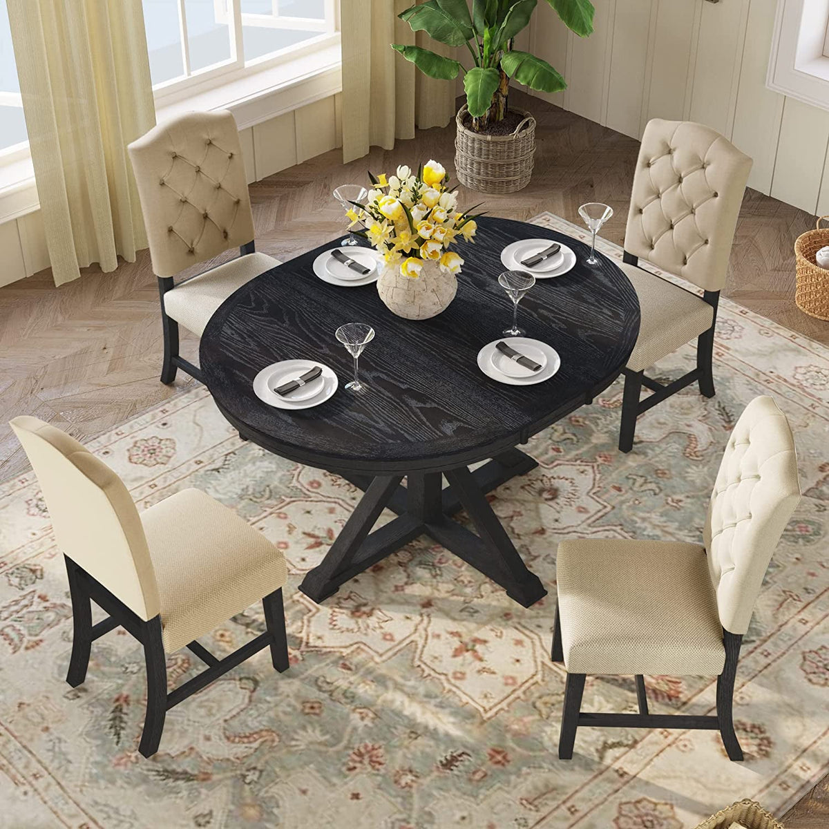 Goods Spring 803 — Espresso 5-Piece Extendable Dining Set