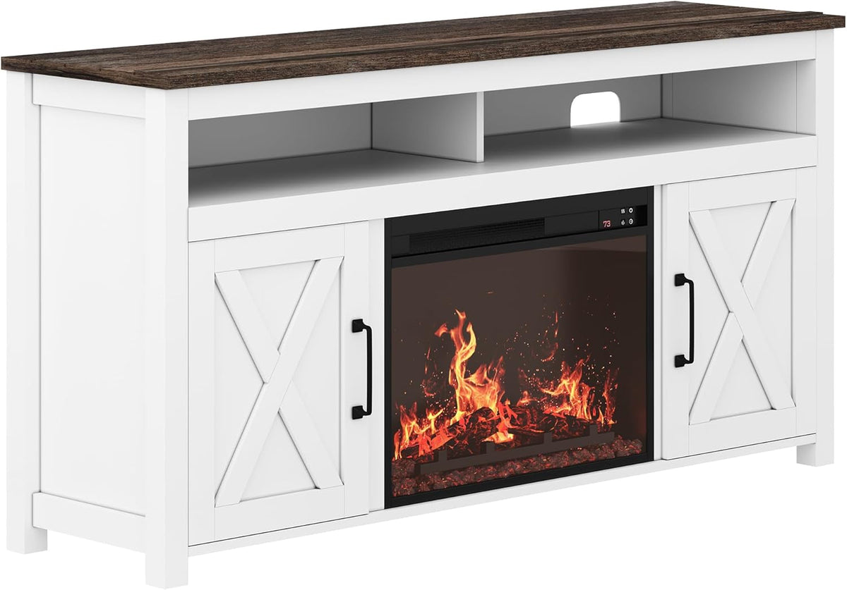 Goods Spring 310 — 58-Inch White Fireplace Media Console
